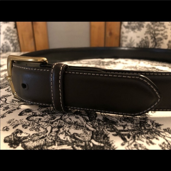 Vintage Brown leather belt with brass buckle 36/90 - Picture 2 of 6